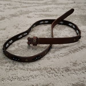 Hollister Leather Belt with Navy Blue Polka Dotd